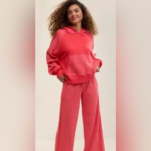 NWOT Red Hoodie and Wide-Leg Pants Set